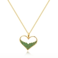 Collier cœur plaqué or 18 carats avec cristaux vert émeraude et chaîne fine dorée - Émeraude