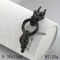Black dragon head clasp accessory for jewelry making, featuring a detailed metallic finish - Dragon Head Black (KLJ6334-Z)