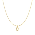 Elegant gold snake chain necklace featuring a crystal-encrusted letter C pendant for women - Letter C