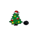 Cartoon enamel Christmas tree brooch with star and ornaments for holiday backpack decor - Christmas Tree with Red Christmas Hat (CZ0452-4)