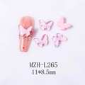 Detail of aurora pink-purple gradient butterfly nail charms on nude pink base - Butterfly - Pink Mocha (L265)