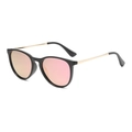 Kids oval sunglasses with black frame and rose gold reflective lenses for outdoors - Black Frame Pink Purple Mirror Polarized C11