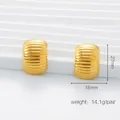 18K gold plated stainless steel C-shaped earrings with textured horizontal stripes - Gold Horizontal Striped C-Shape
