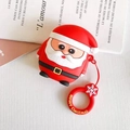 Red silicone Santa Claus case for AirPods with Merry Christmas snowflake ring - Santa Claus