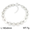 Polished stainless steel round disc link bracelet with lobster clasp, 180x8mm size - 180x8mm / Silver