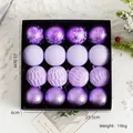 16-pack purple Christmas ball set with glitter and snowflake patterns in 23.5cm gift box - Purple