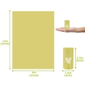 Eco-friendly yellow biodegradable dog poop bags shown with precise size measurements - 1.5 Microns PE+Corn Yellow Green