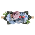 Floral baby nylon headband with blue and purple silk flowers and elastic skin-tone band - Style 37 (37)