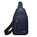 Waterproof dark blue oxford fabric crossbody chest bag for men with adjustable strap - 0101 Blue