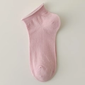 Pink cotton mesh ankle socks for women featuring minimalist rolled edges and ribbed texture - One Size / Sakura Pink