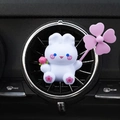 Cute white bunny air vent clip with pink flower and propeller for car aromatherapy - Naina White Rabbit (2233-7B)