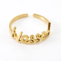 Anello regolabile in acciaio inossidabile placcato oro 18K con elegante scritta blessed - Stile Blessed (Z443) / Oro