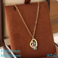 Golden heart necklace featuring a pink and blue enamel mother-daughter pendant in jewelry box - Pink Blue Enamel Mother Daughter Silhouette Heart (KN292740-Z)