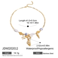 Dimensiones del collar de acero inoxidable con colgantes de conchas y perlas marinas - Estilo de Concha y Cuentas de Porcelana Azul y Blanca (JDN0202012)