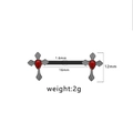 Detailed size parameters of gothic stainless steel nipple ring with red heart stone - Gunmetal Cross Red Rhinestone (24020501-9)