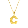 Fashionable gold-plated titanium steel chain necklace featuring a textured letter C pendant - Letter C