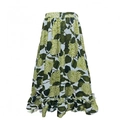 Floral print high-waisted skirt with light blue hydrangea pattern and ruffled hem - Green Umbrella Skirt Only