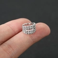 Elegant multi-layer silver ear cuff with sparkling zircon rows in a non-piercing U-shape - Size 7 / Silver