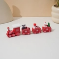 Red wooden Christmas train ornament with snowman and Santa figures for festive holiday decor - 4-Section Classic Red