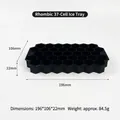 37-grid diamond honeycomb ice cube tray in black silicone, 196x106x22mm size - 37 Cavity Honeycomb / No Lid / Black