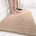 Khaki chenille bath mat with soft absorbent shaggy texture on white marble floor - 50*80cm / Simple Time-Camel