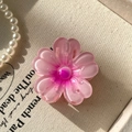 Pinza per capelli a fiore di ciliegio rosa sfumato in acrilico traslucido lucido - 4cm / Rosa Prugna Lucido