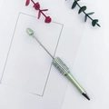 DIY beadable ballpoint pen in mint green featuring crystal rhinestone spacers - Colorful Pine Green