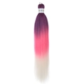 Extensions cheveux 26 pouces dégradé violet rose et blanc en fibres synthétiques - Ombré Violet vers Rose vers Blanc (FR-25)