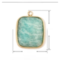 Detail of square natural stone pendant with star zircon and dimensions 18mm by 14mm - YE400-3 Gold Square Amazonite Natural Stone
