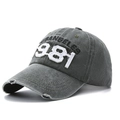 Vintage dark gray Los Angeles 1981 embroidered baseball cap with distressed details - One Size / Grey Green