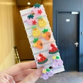 Colorful set of 10 children's hair ties featuring cute resin fruit and vegetable shapes - Resin Fruit & Vegetable 10-Piece Set