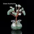Handmade green aventurine gemstone money tree decoration in glass vase with black base - Green Aventurine (18 Grains) Fish Tank Jar Tree