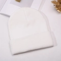 Gorro de punto acanalado blanco para mujer con forro de satén para proteger el peinado - Blanco
