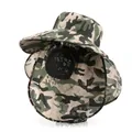 Army green camo sun hat with integrated face mask and neck protection for outdoor - Bright Army Green