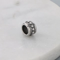 Retro stainless steel cylinder bead with embossed dot pattern for bracelets - Retro Studded Decoration (KLJ9057-KJX)