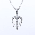 Pendente tridente vichingo vintage in acciaio inossidabile argento con incisioni fini - Ciondolo Tridente Senza Catena (B1427)