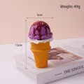 Realistic purple PU ice cream cone model with sprinkles and cream, size 12x6cm - Purple