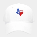 Detail der Texas-Flaggen-Stickerei auf der weißen Baumwoll-Basecap mit Vintage-Look - Weiß