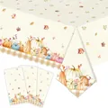 Fall tablecloth and napkin set with watercolor pumpkins and maple leaves pattern - Thanksgiving Style E