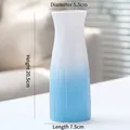 Vertical ribbed ceramic vase with blue gradient finish for home decor floral arrangements - Fanmu (Blue) 21cm