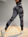 Leggings de yoga tie-dye gris con cintura alta, detalles calados y efecto levanta cola - S / gris oscuro
