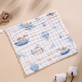 Soft 100% cotton muslin baby washcloth with blue ocean and nautical prints 30x30cm - Dream Whale