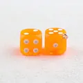 DIY translucent orange acrylic dice pendants with white dots and silver metal rings - Fluorescent Orange