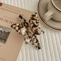 French style tortoise shell acetate butterfly hair claw clip with strong metal spring - Beige Coffee