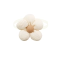 Flower petal pet bow tie accessory in cream and brown knit with elastic strap - BT429-11 Cream/Brown