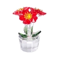 Exquisite crystal red flower figurine with yellow stamens in a clear faceted pot - Heart Flower-Red