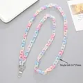 120cm colorful macaron acrylic crossbody phone case chain with silver metal clasps - K2055 Jelly Colorful - Oval Buckle