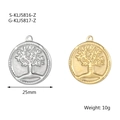 25mm Tree of Life round metal pendants in silver and golden finishes for jewelry making - Style 10