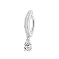 Silberner Bauchnabelpiercing aus Edelstahl mit klarem Zirkonia und Birnenanhänger - Gebogene Stange mit Anhänger / Silber