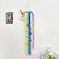 Rainbow woven unicorn wall organizer for children's hair accessories and clips - Yellow Unicorn